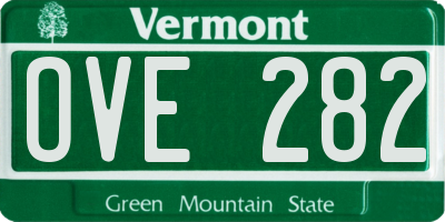 VT license plate OVE282