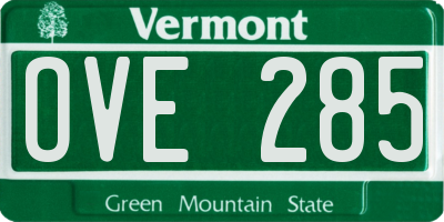 VT license plate OVE285