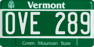 VT license plate OVE289