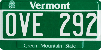 VT license plate OVE292