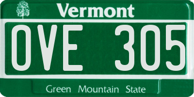 VT license plate OVE305