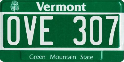 VT license plate OVE307