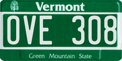 VT license plate OVE308