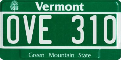 VT license plate OVE310