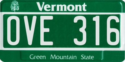 VT license plate OVE316
