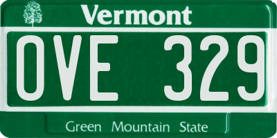 VT license plate OVE329