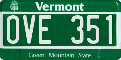 VT license plate OVE351
