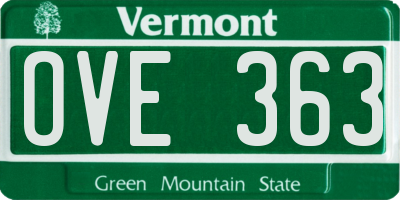 VT license plate OVE363