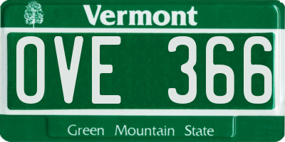 VT license plate OVE366