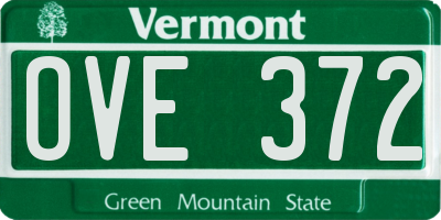 VT license plate OVE372