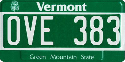 VT license plate OVE383