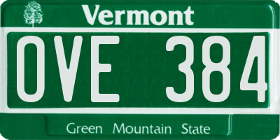 VT license plate OVE384