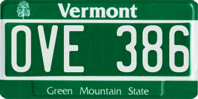 VT license plate OVE386