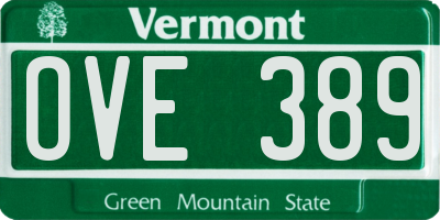 VT license plate OVE389
