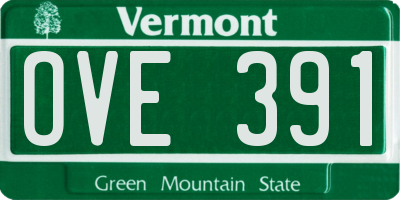 VT license plate OVE391