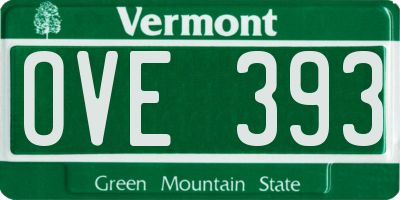 VT license plate OVE393