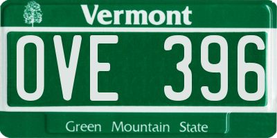 VT license plate OVE396