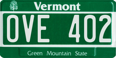 VT license plate OVE402