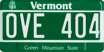 VT license plate OVE404