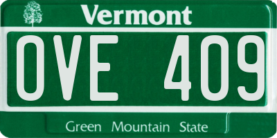 VT license plate OVE409