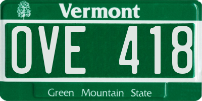 VT license plate OVE418