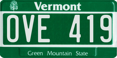 VT license plate OVE419