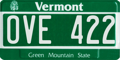 VT license plate OVE422