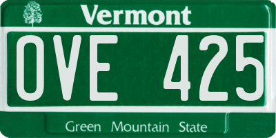 VT license plate OVE425