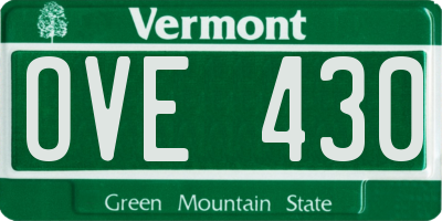 VT license plate OVE430