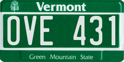 VT license plate OVE431