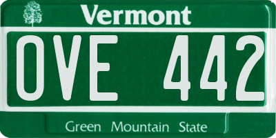 VT license plate OVE442