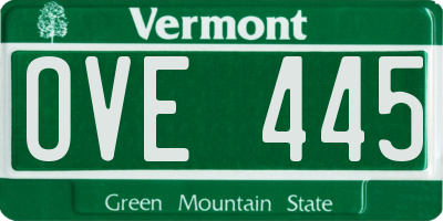VT license plate OVE445
