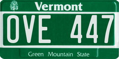 VT license plate OVE447