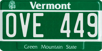 VT license plate OVE449