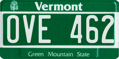 VT license plate OVE462