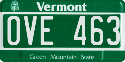 VT license plate OVE463