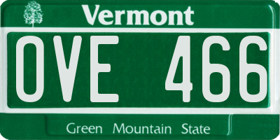 VT license plate OVE466