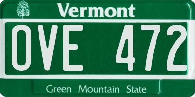 VT license plate OVE472