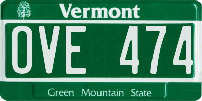 VT license plate OVE474