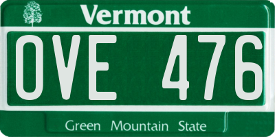 VT license plate OVE476
