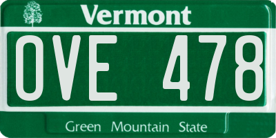 VT license plate OVE478