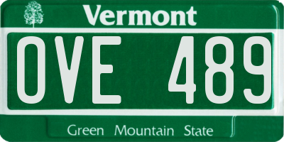 VT license plate OVE489