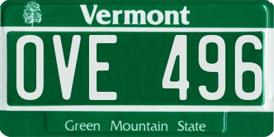 VT license plate OVE496