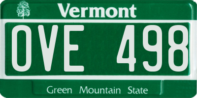 VT license plate OVE498