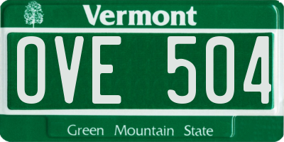 VT license plate OVE504