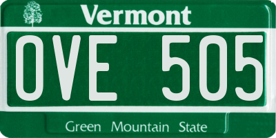 VT license plate OVE505