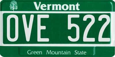 VT license plate OVE522