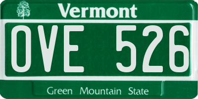 VT license plate OVE526