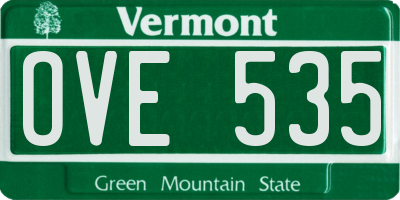 VT license plate OVE535