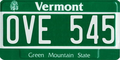 VT license plate OVE545